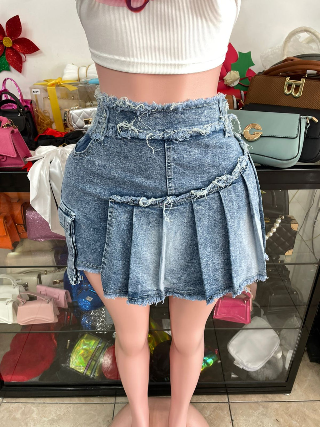 Denim Cargo Skirt