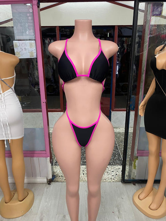 Pink and Black Monokini