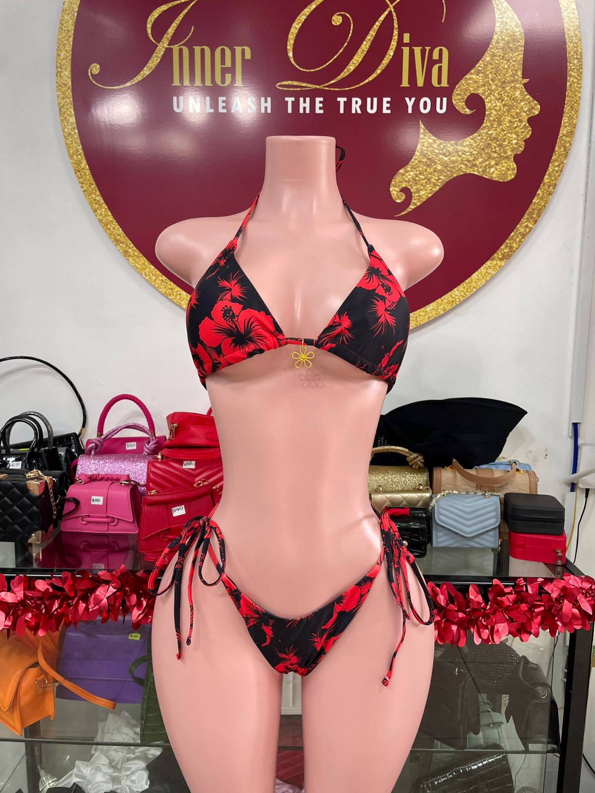 Red and Black Bikini