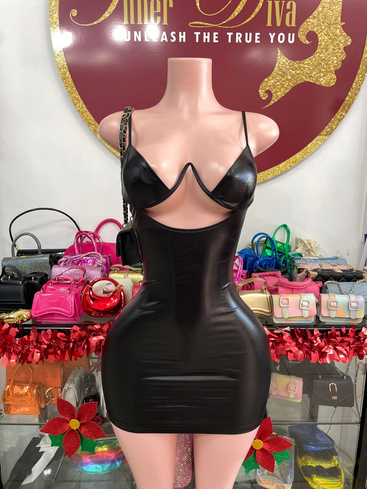 PU leather dress