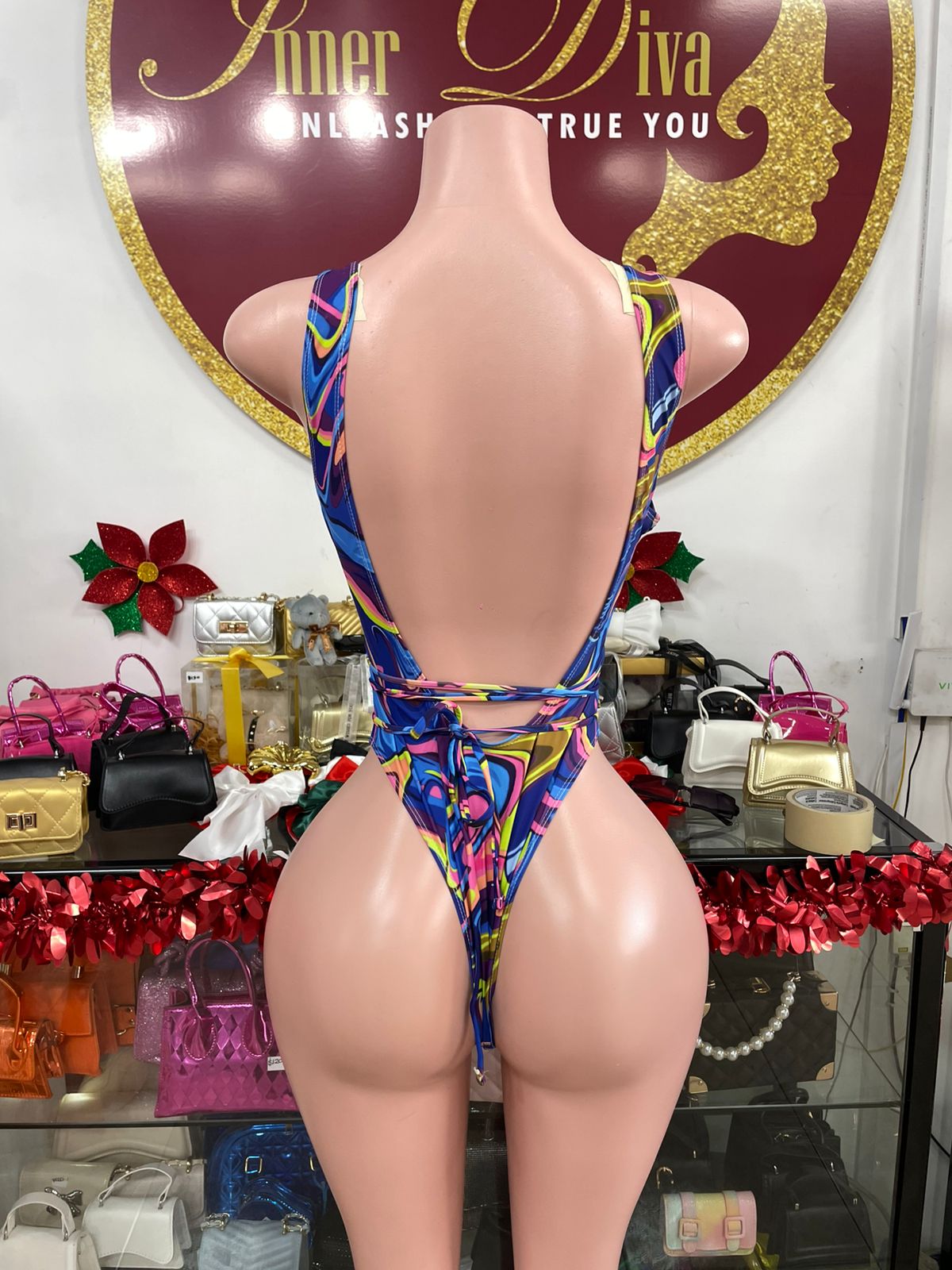 Multicolor Tie Front Monokini