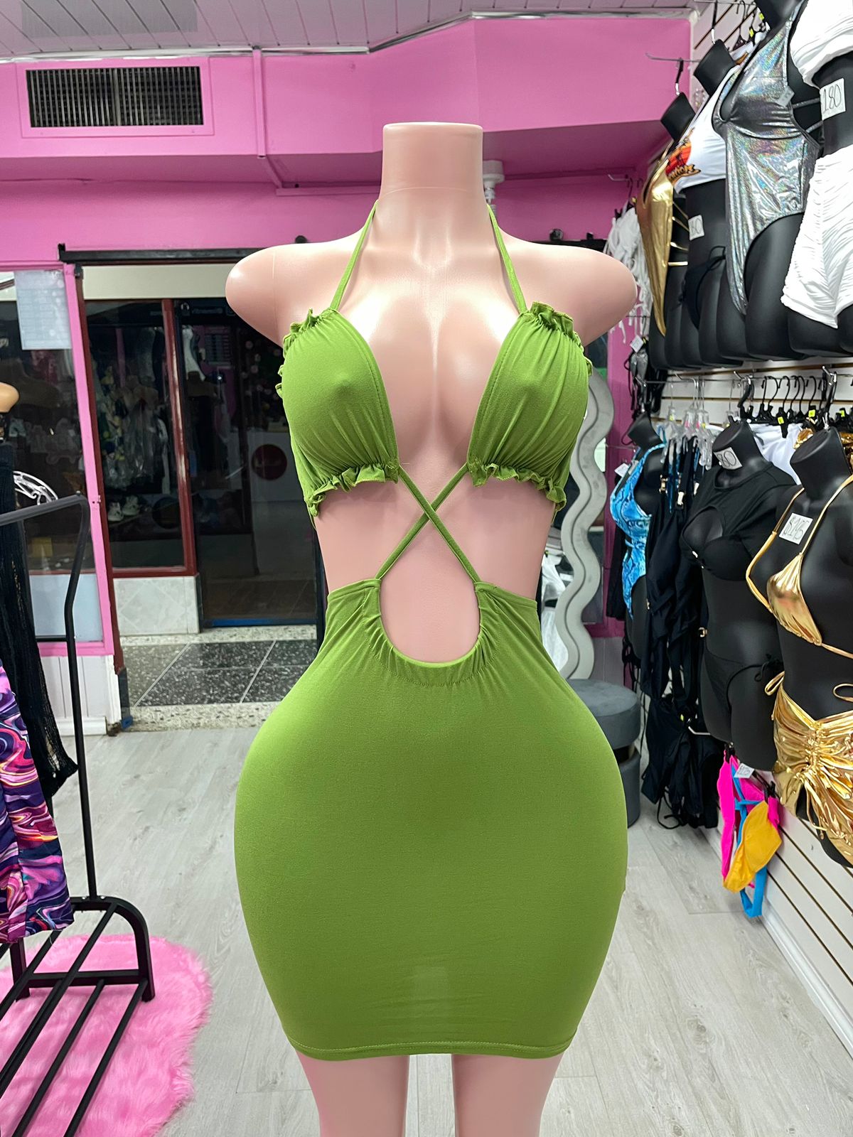 Green Ruched Dress