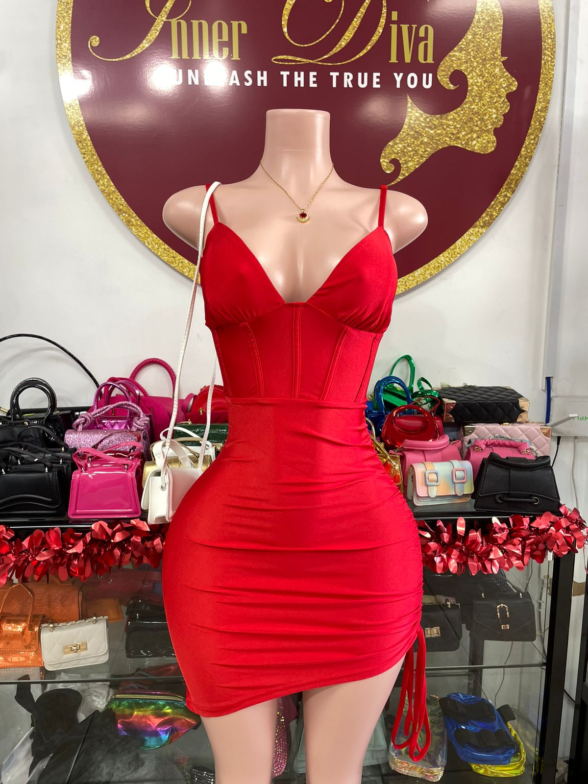Red Ruched Dress