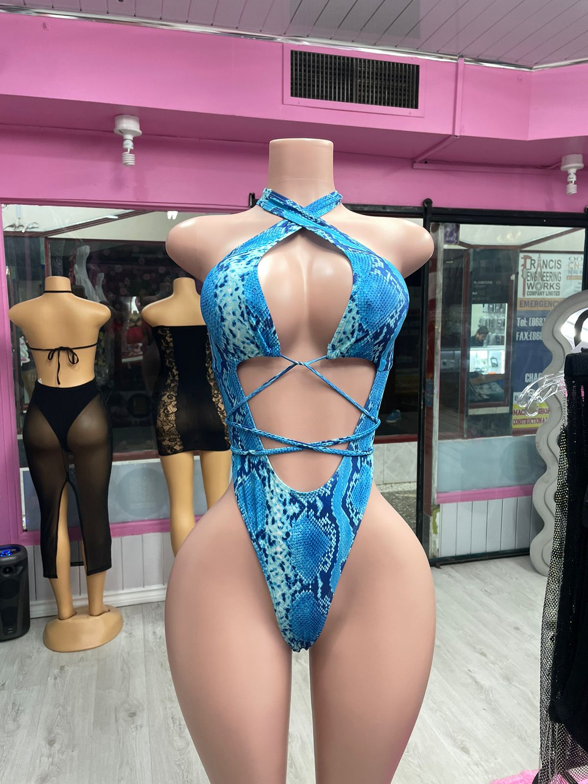 Snake Print Tie Front Monokini