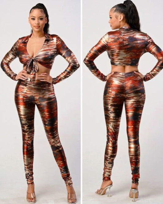 Metallic Pants Set