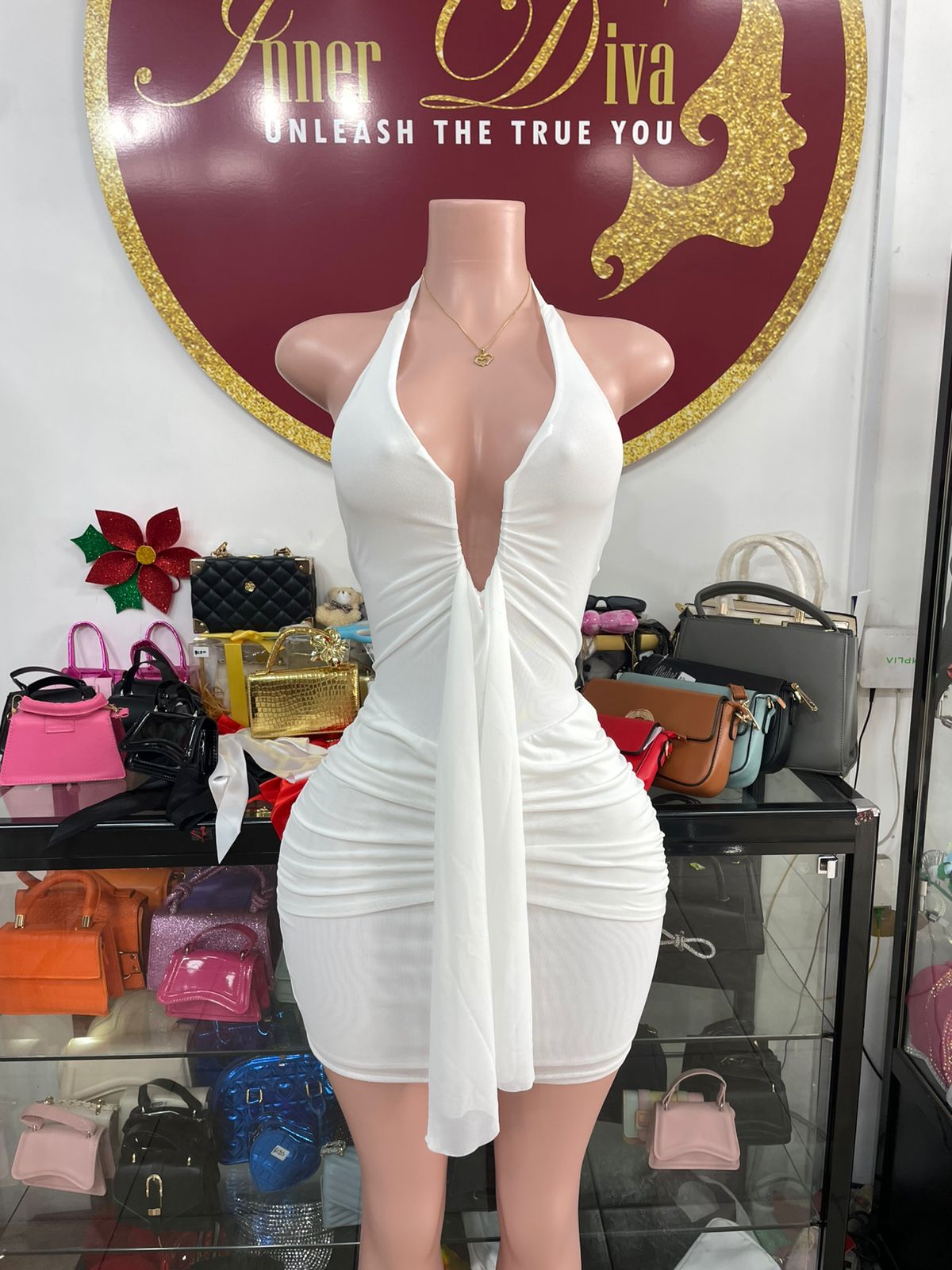 White Halter Dress