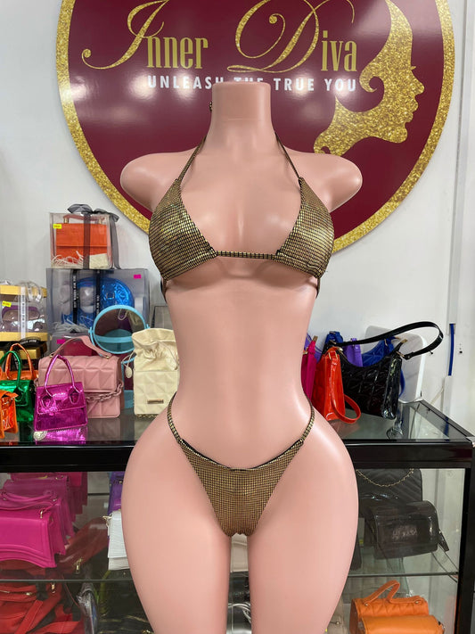 Jewel Gold Micro Thong 2 Piece Bikini