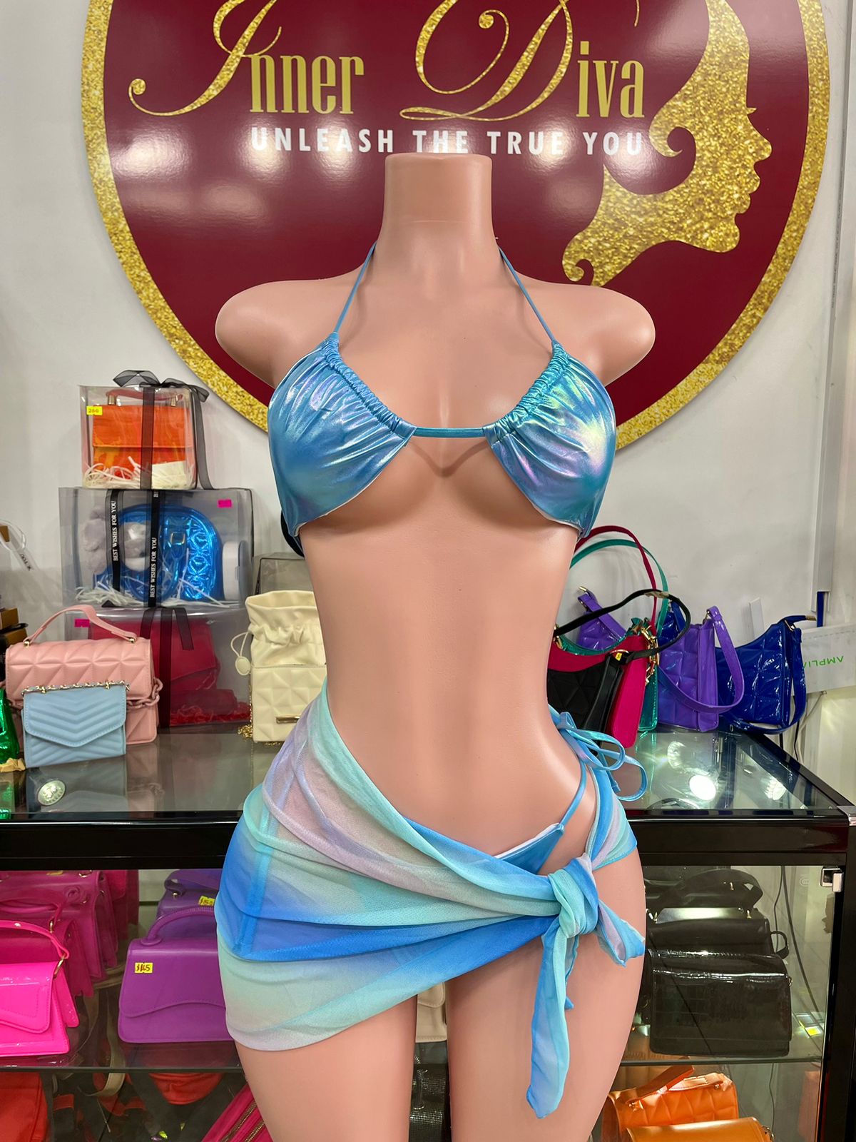 Blue Metallic Swimsuit