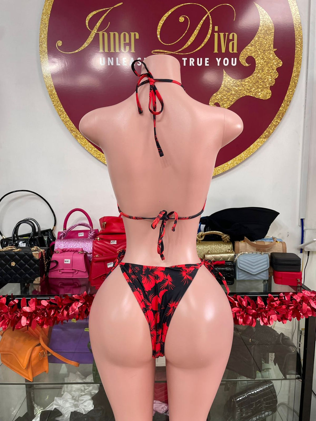 Red and Black Bikini