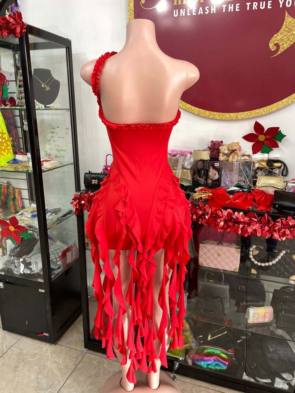 Mia Red Frilly Dress