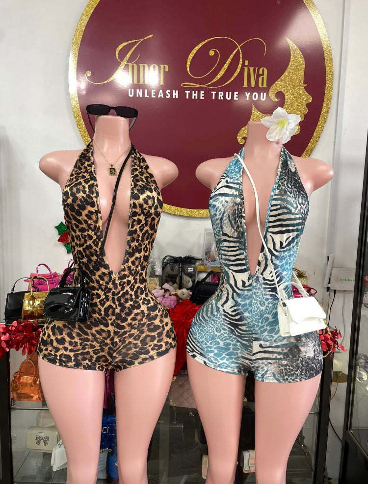 Printed Halter Romper