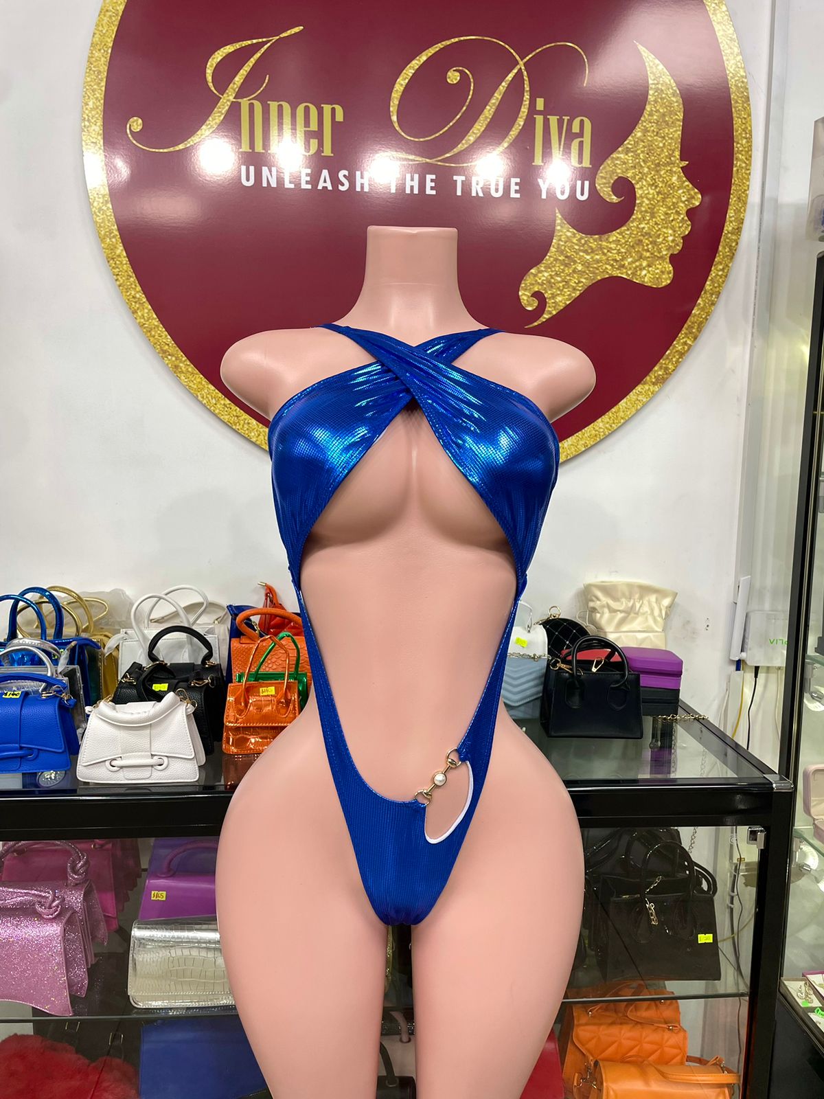 Blue Metallic Monokini