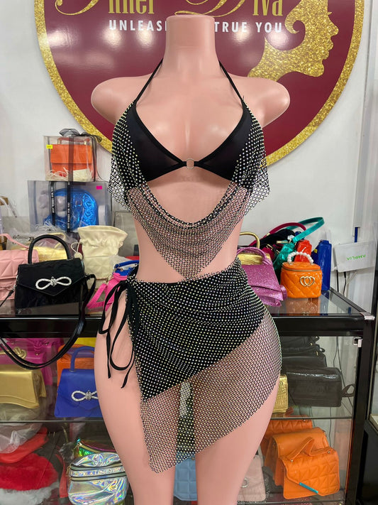 Rhinestone 3pc Swimsuit