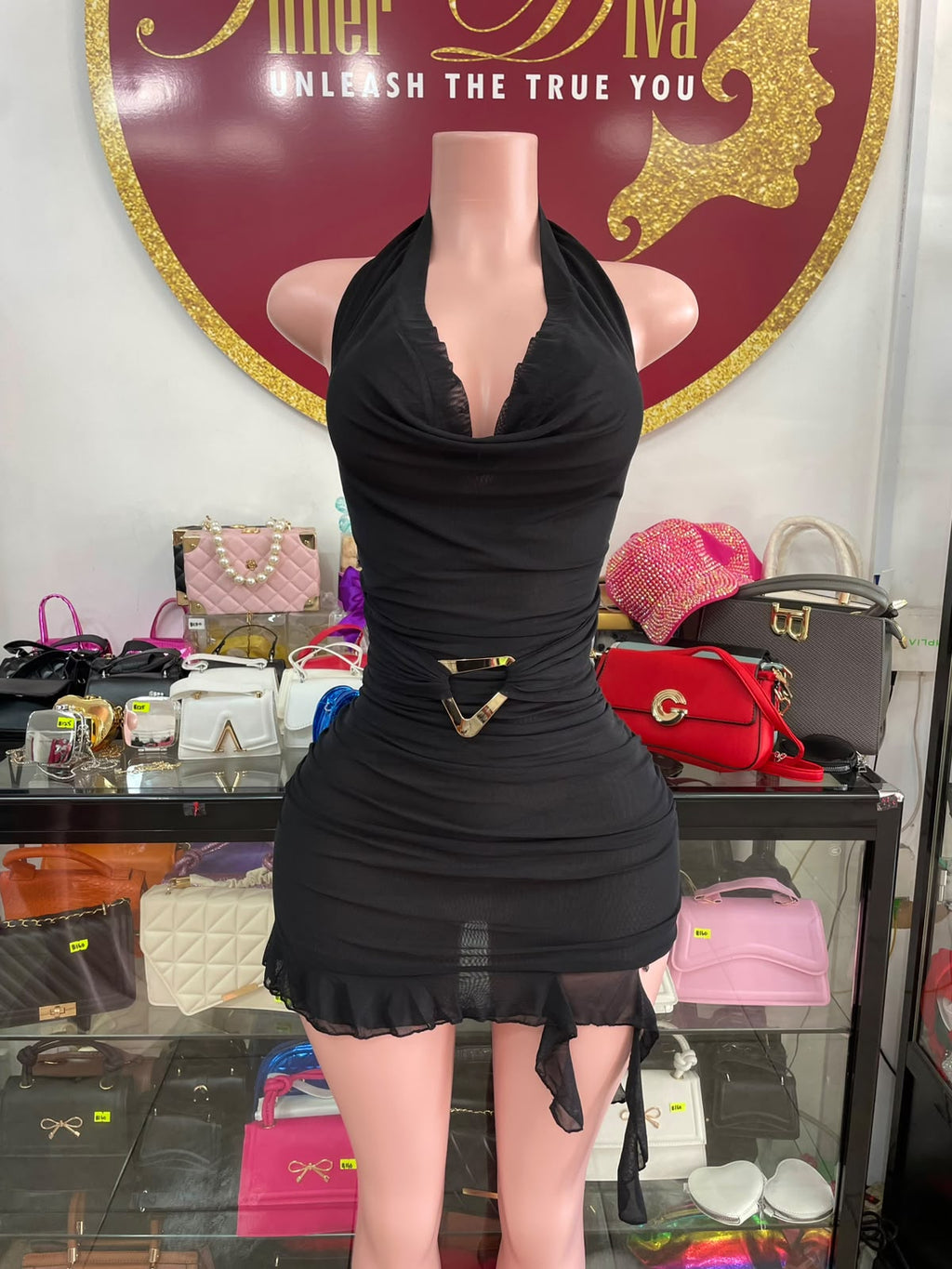 Halter Mesh Dress