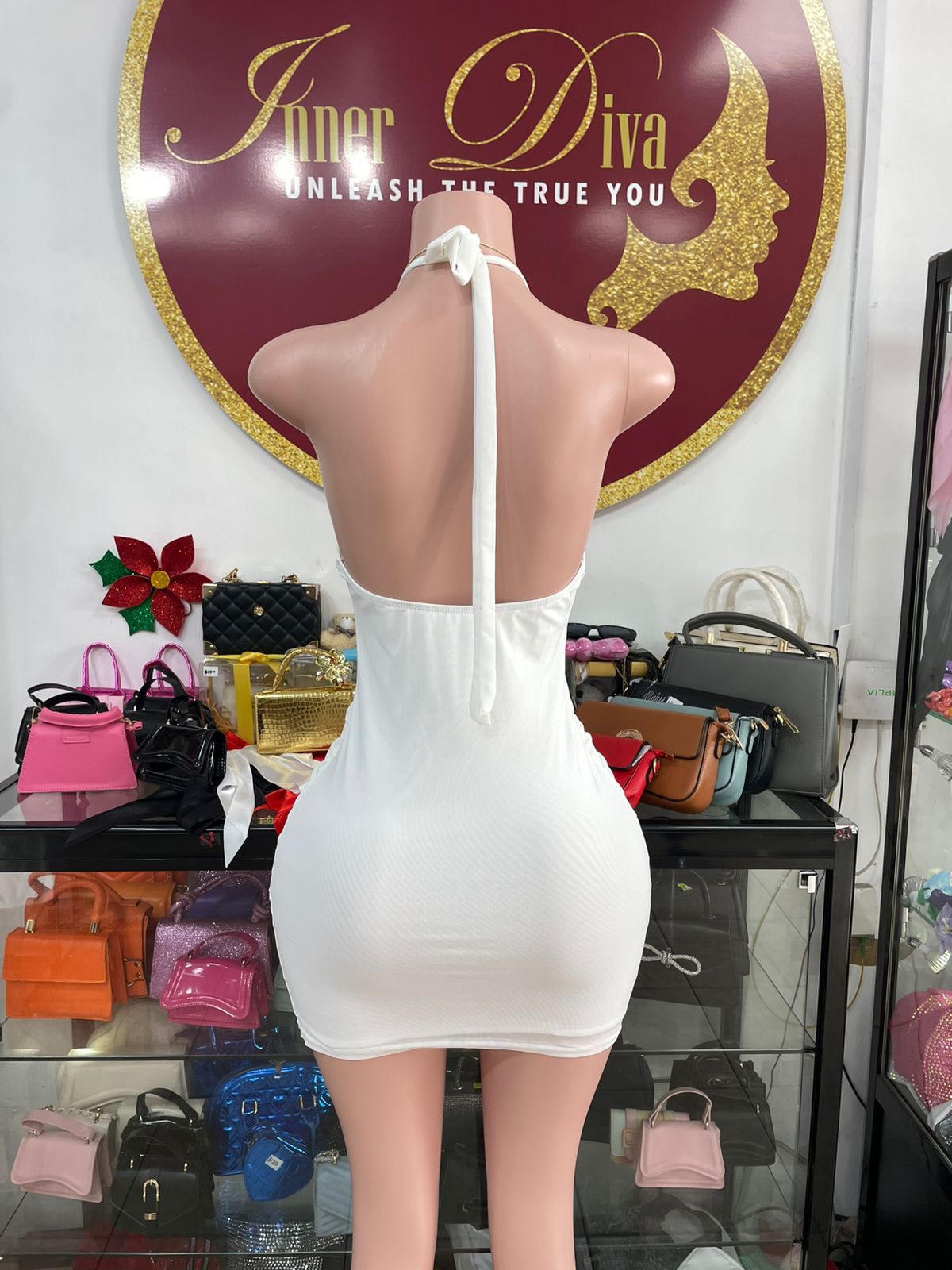 White Halter Dress