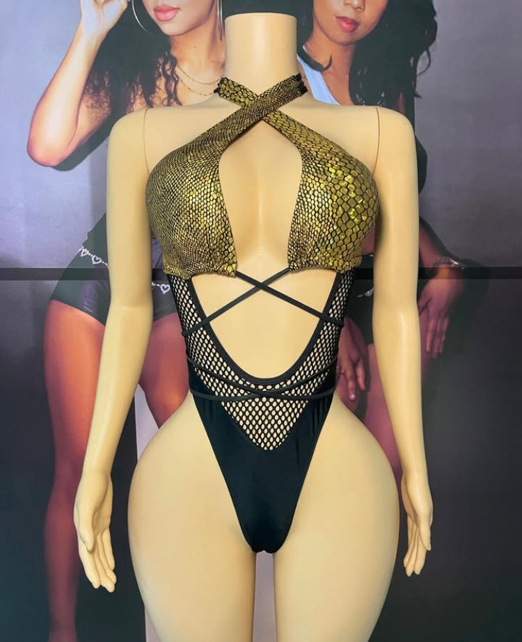 Tie Front Fishnet Monokini