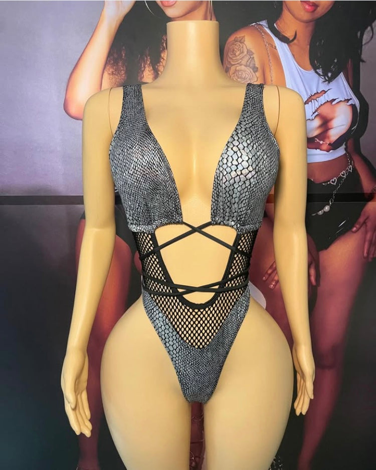 Tie Front Fishnet Monokini