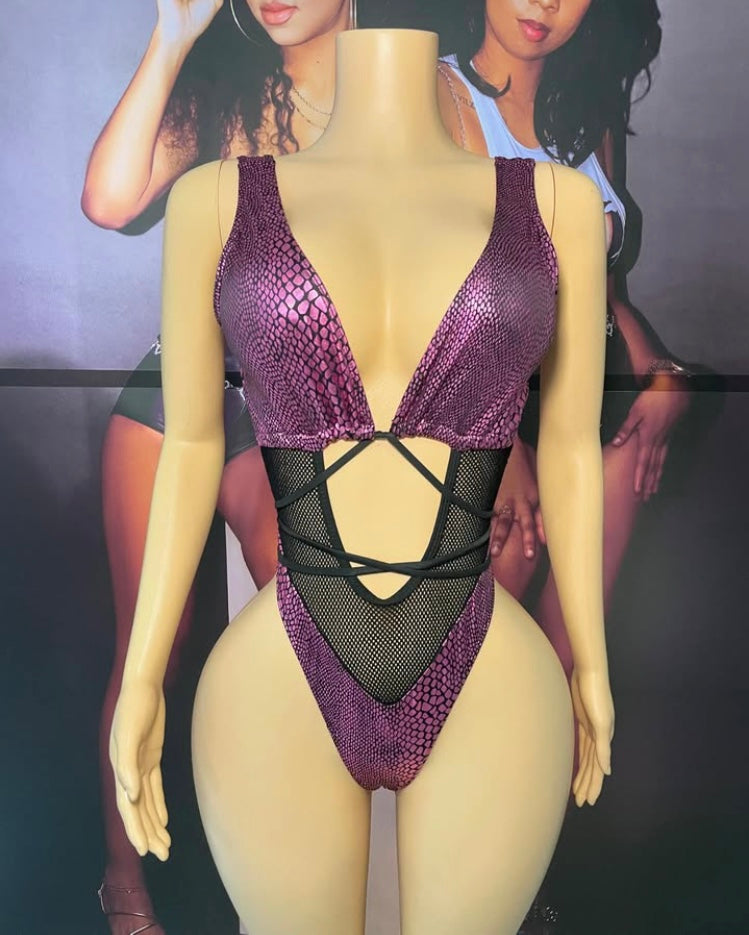 Tie Front Fishnet Monokini