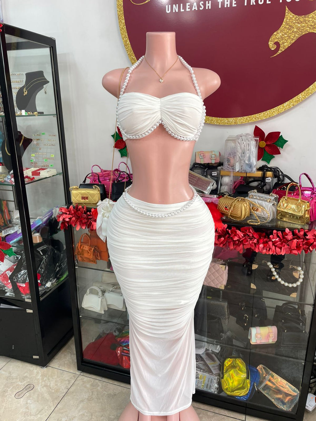 White Pearl Skirt Set