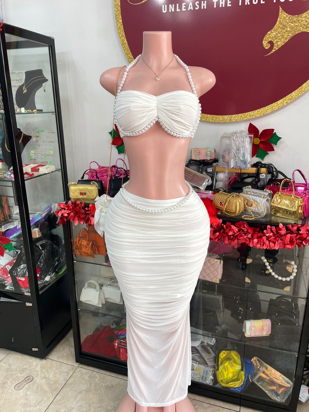 White Pearl Skirt Set