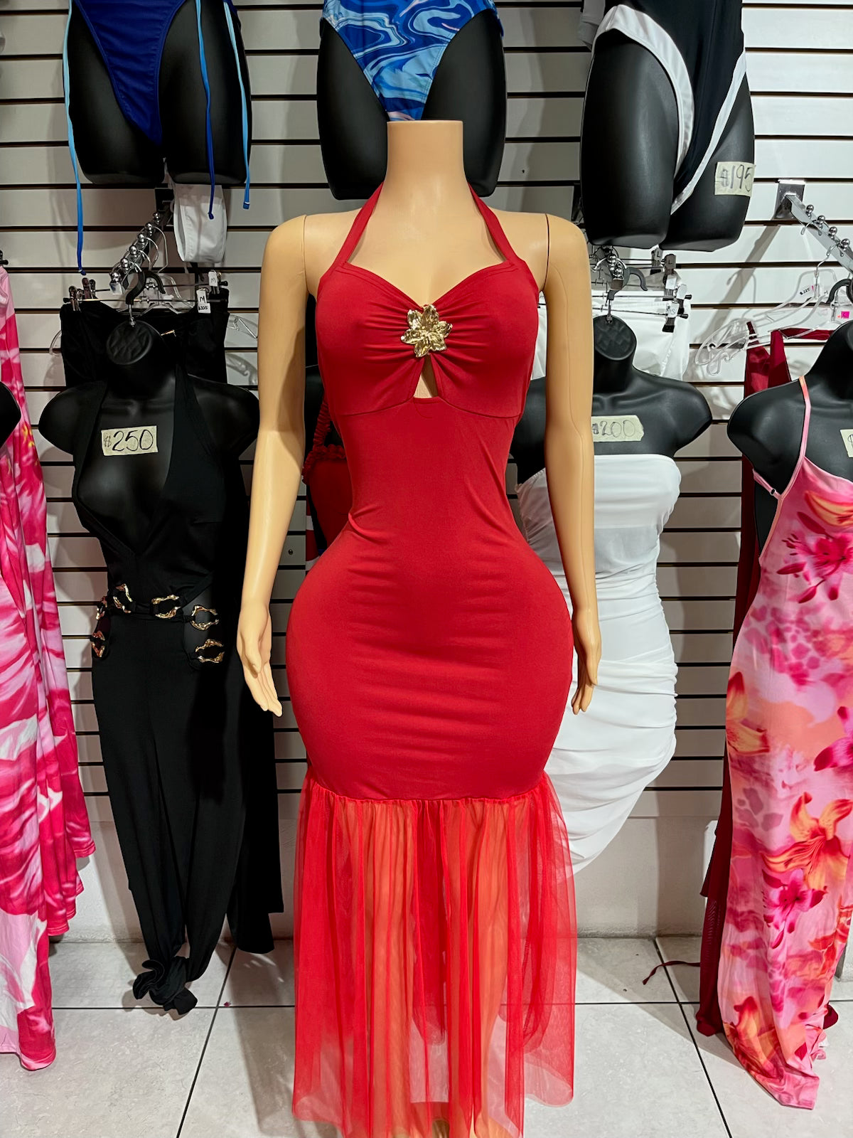 Red Dress with Tulle
