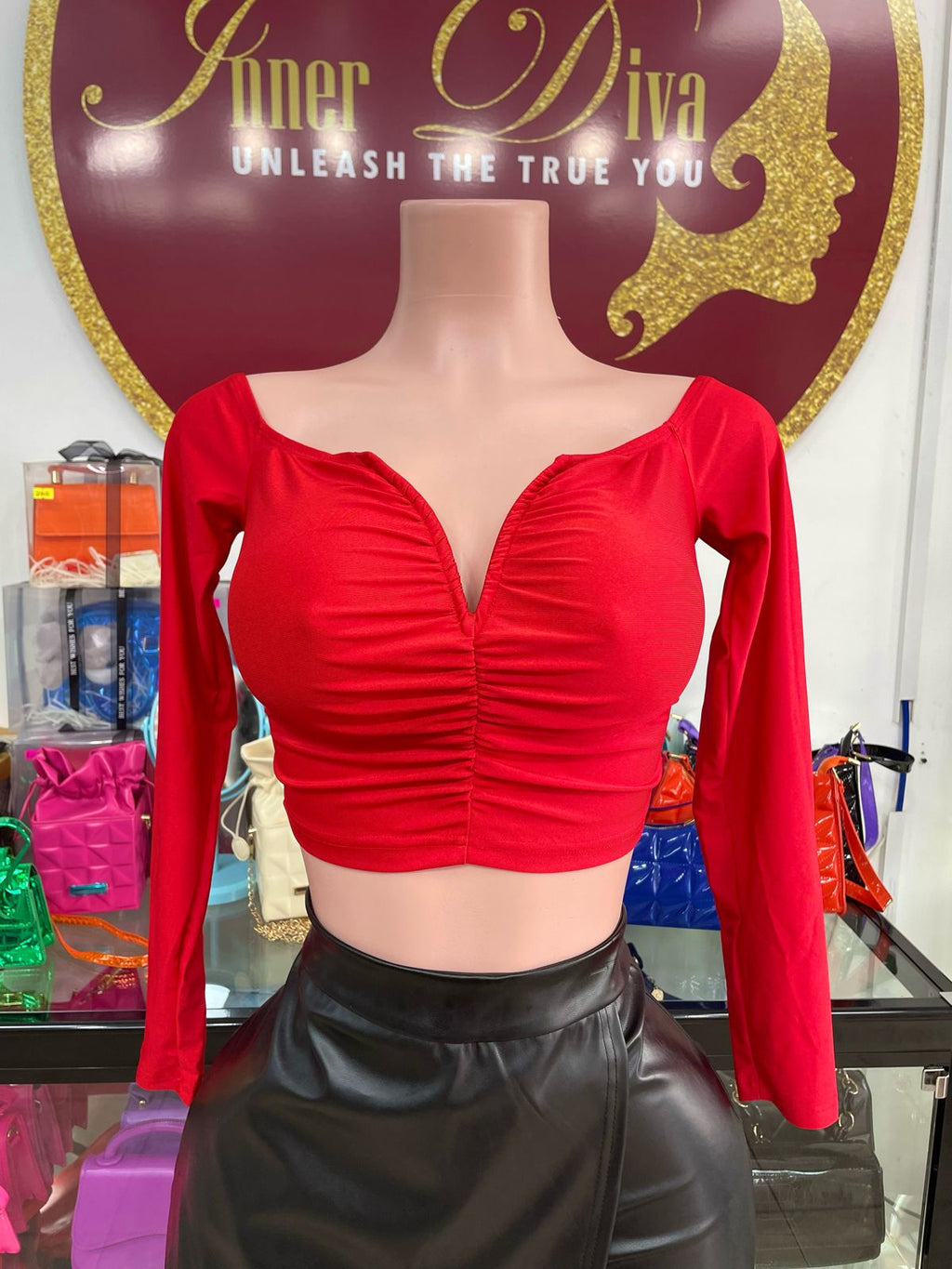 Red Long Sleeve Top