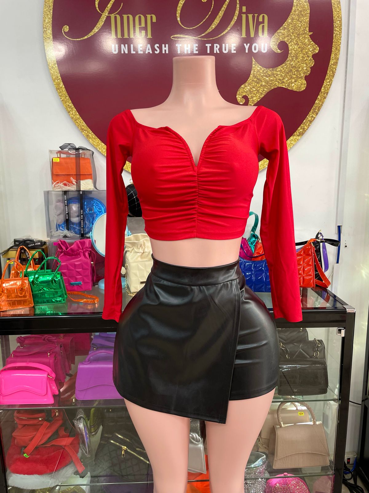 Red Long Sleeve Top