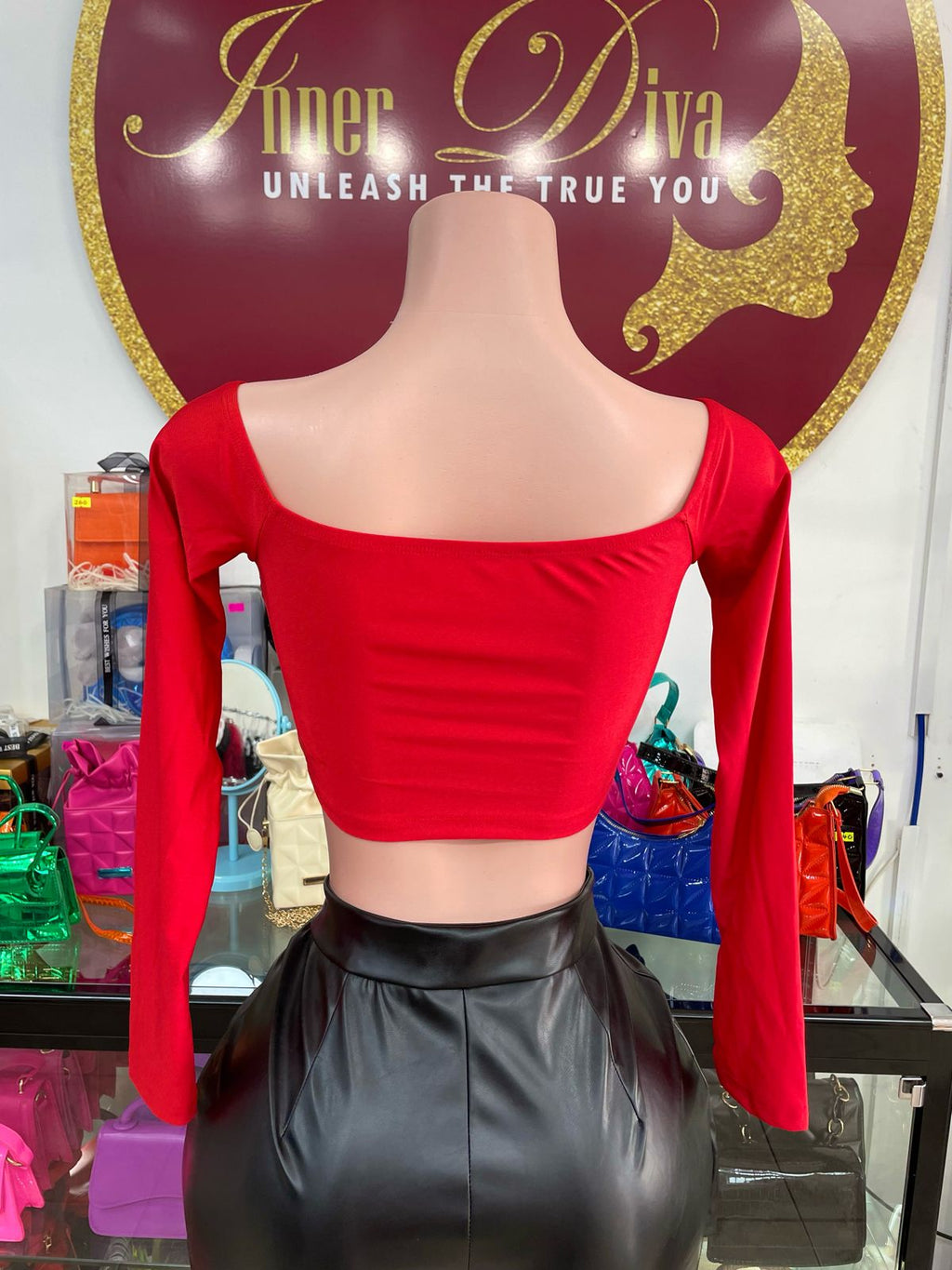 Red Long Sleeve Top