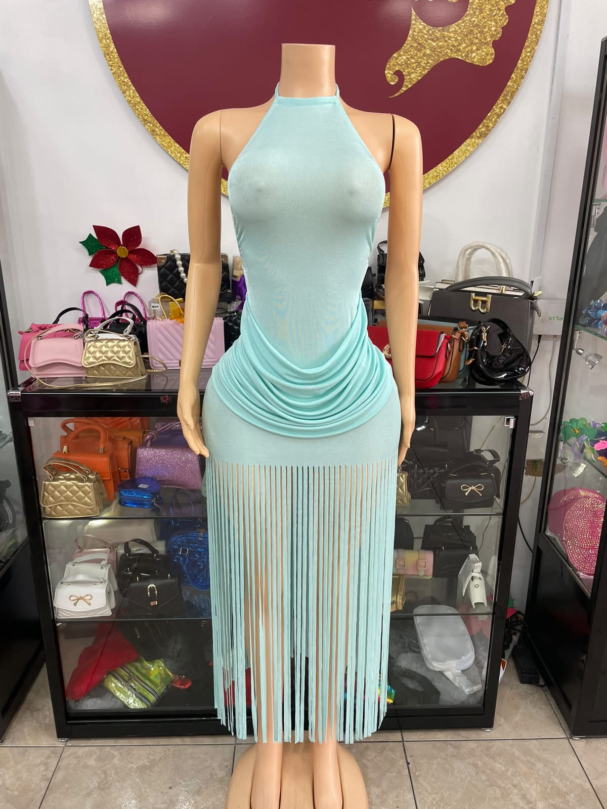 Aqua Fringe Dress