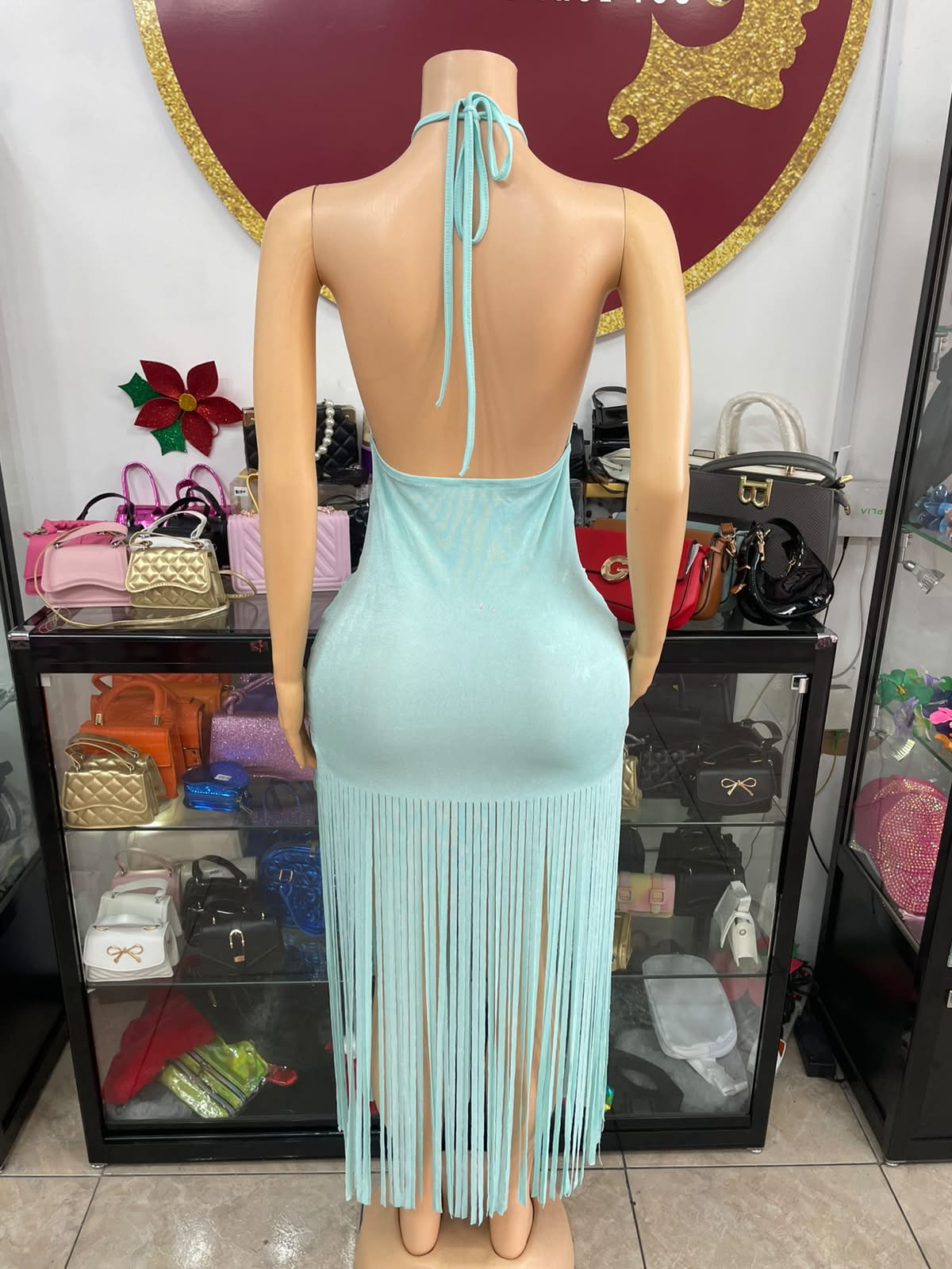 Aqua Fringe Dress