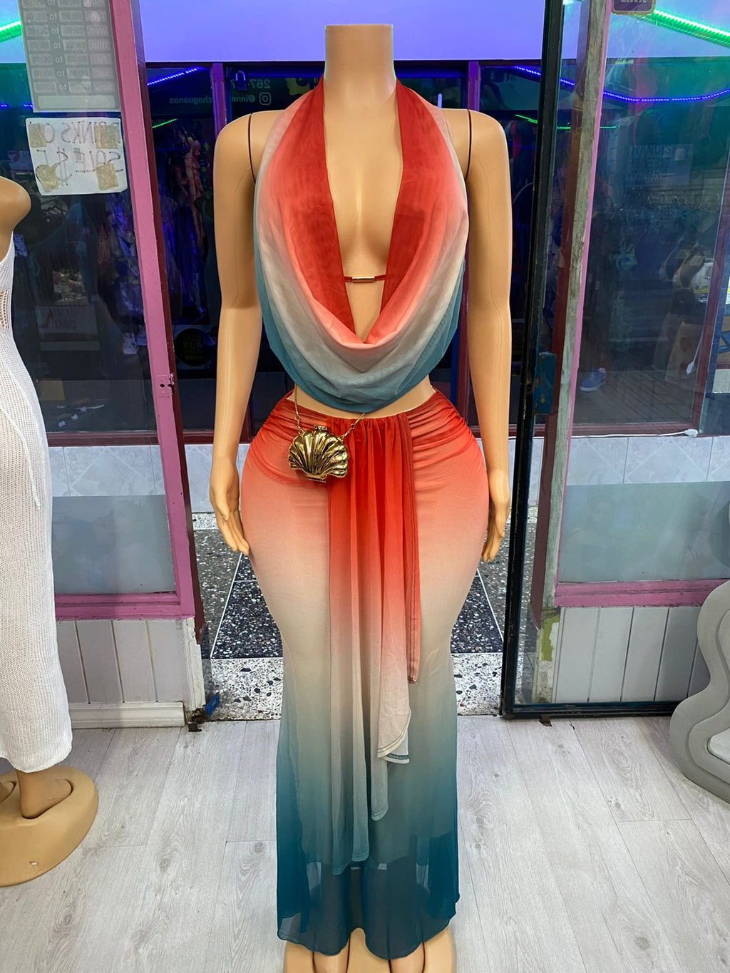 Ombré Halter Skirt Set