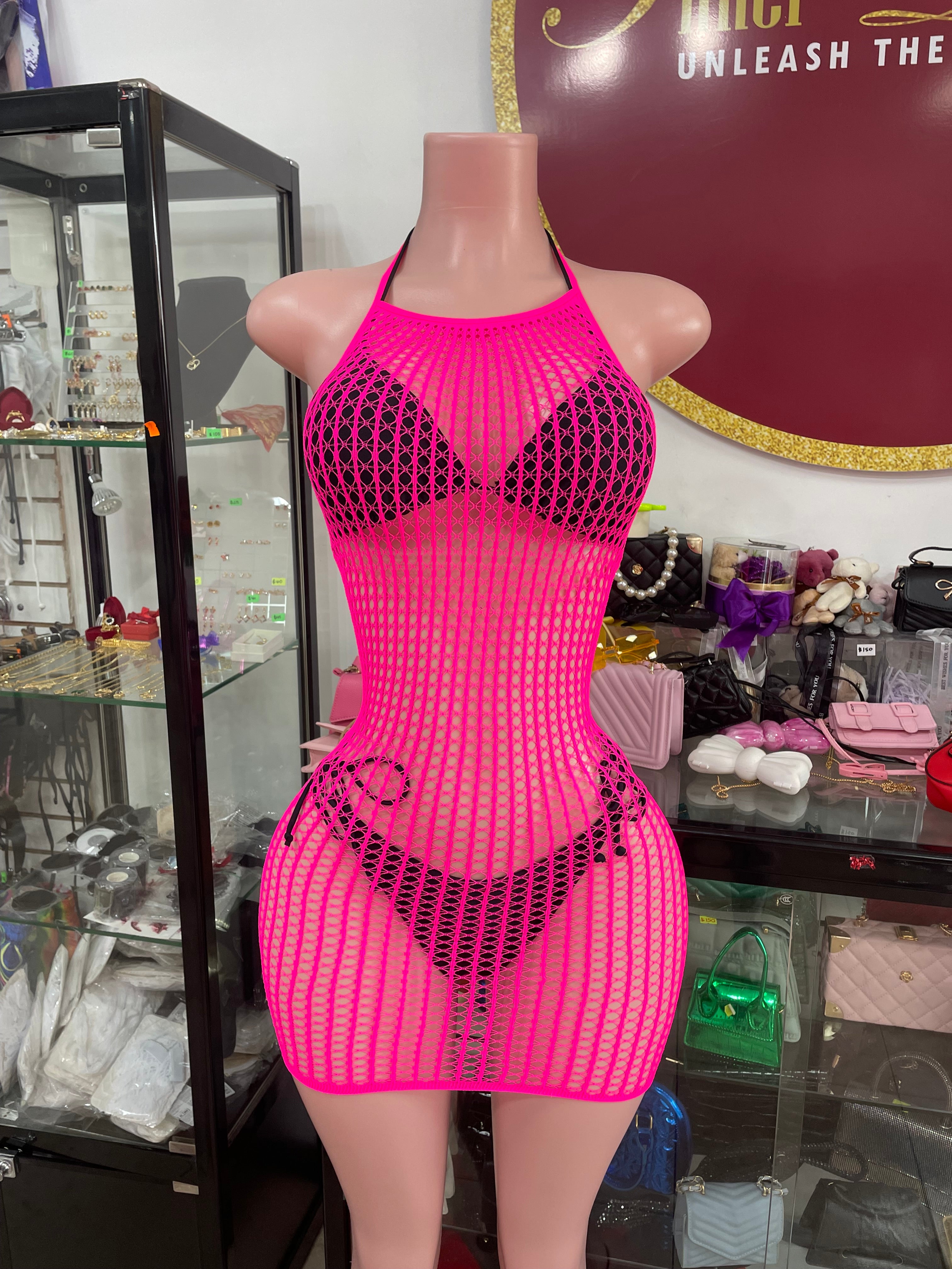 Pink Fishnet Dress