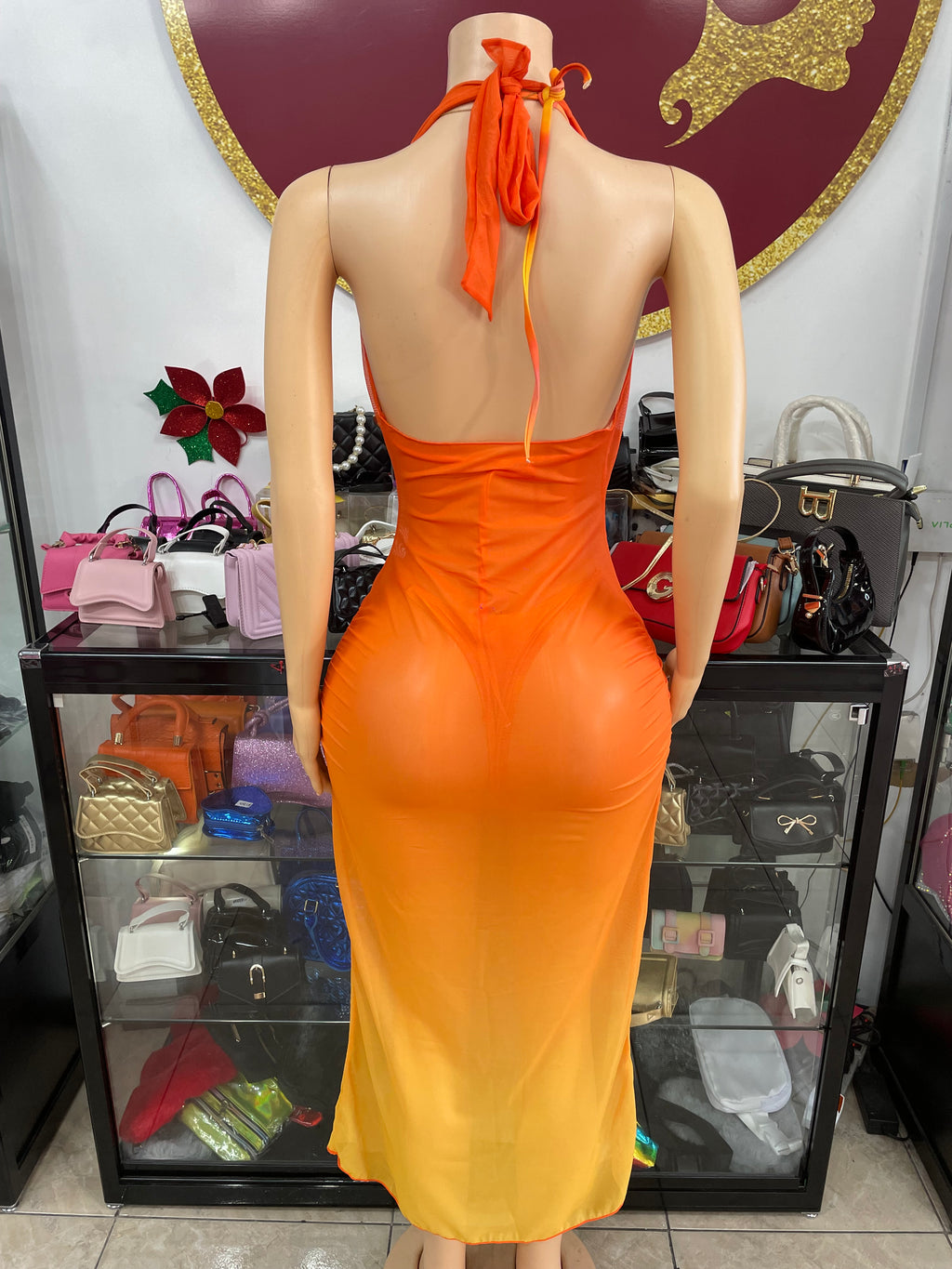 Orange Mesh Dress