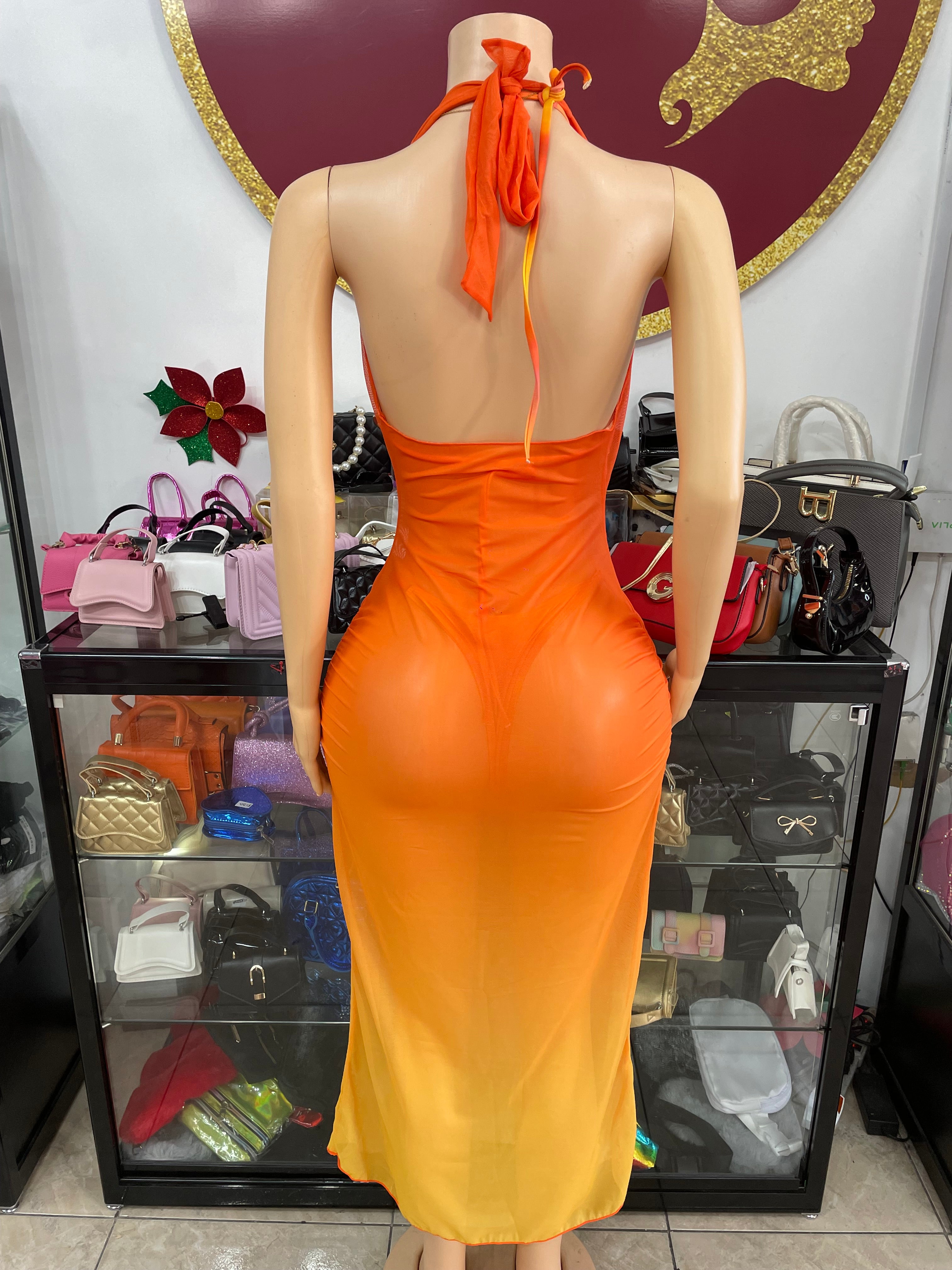 Orange Mesh Dress