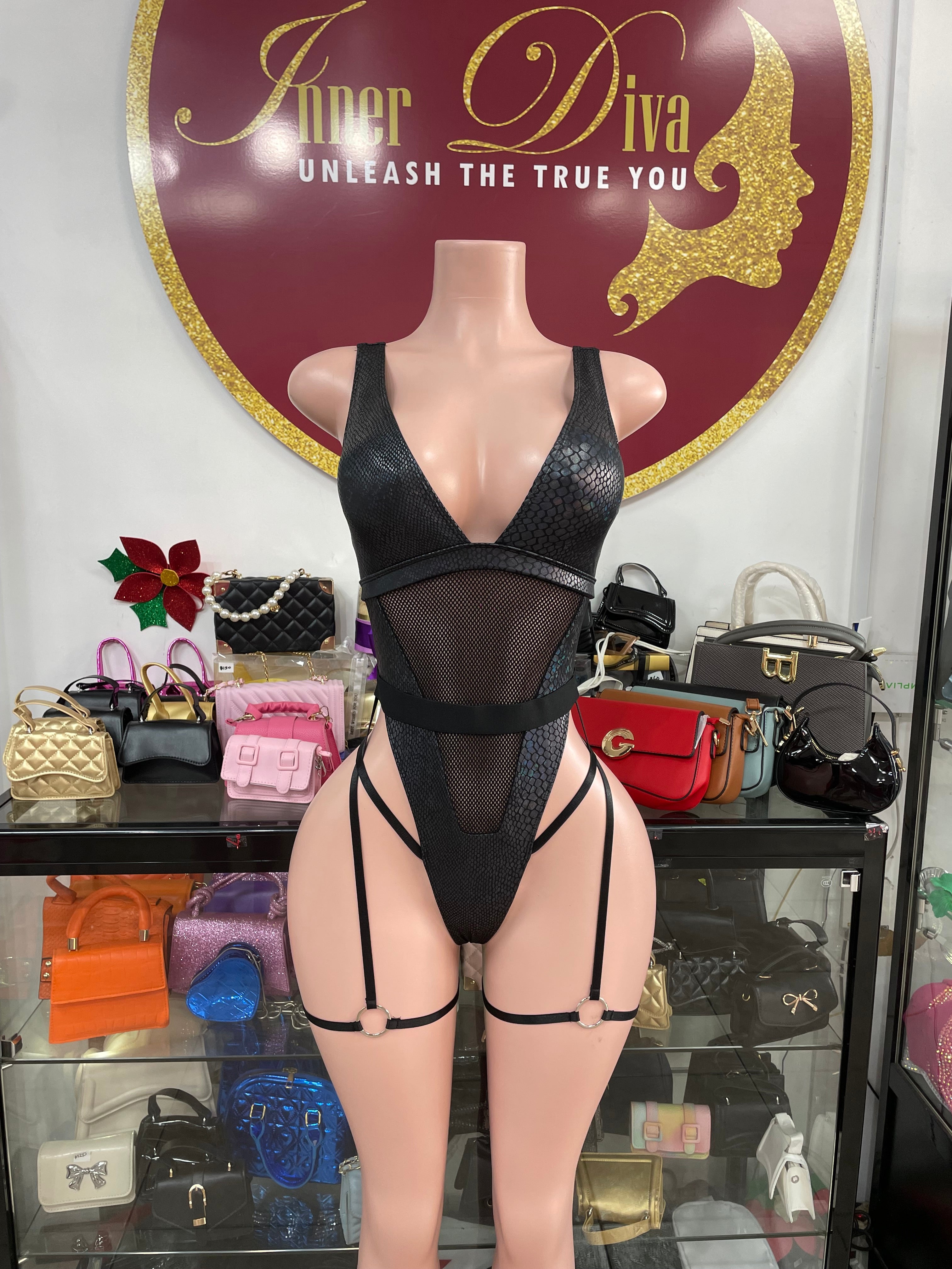 Snakeskin Monokini with Garter