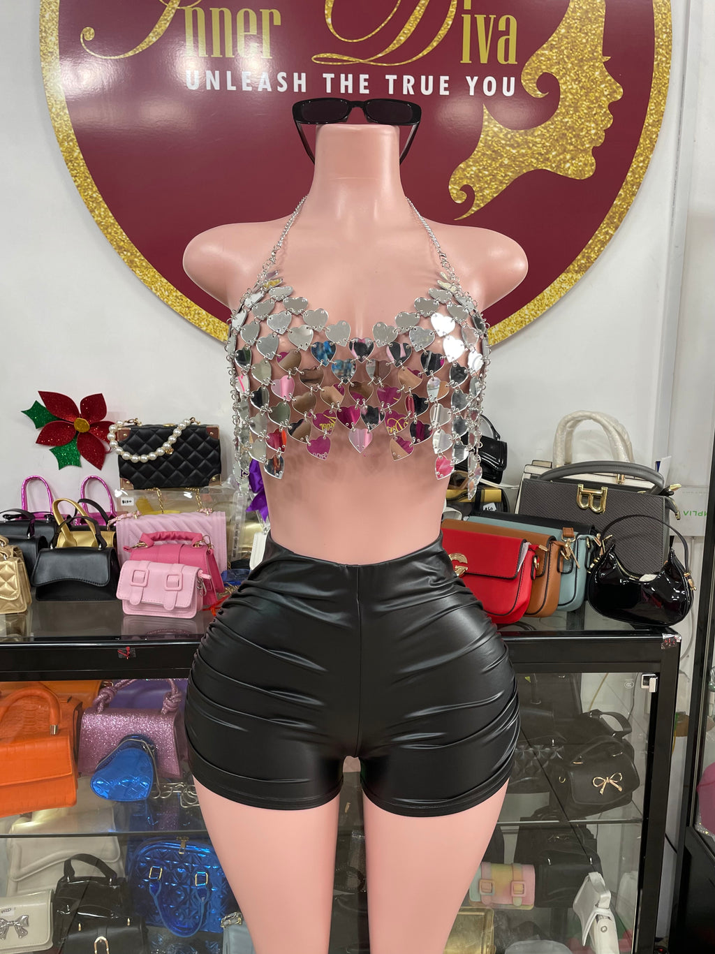 Leather Ruched Shorts
