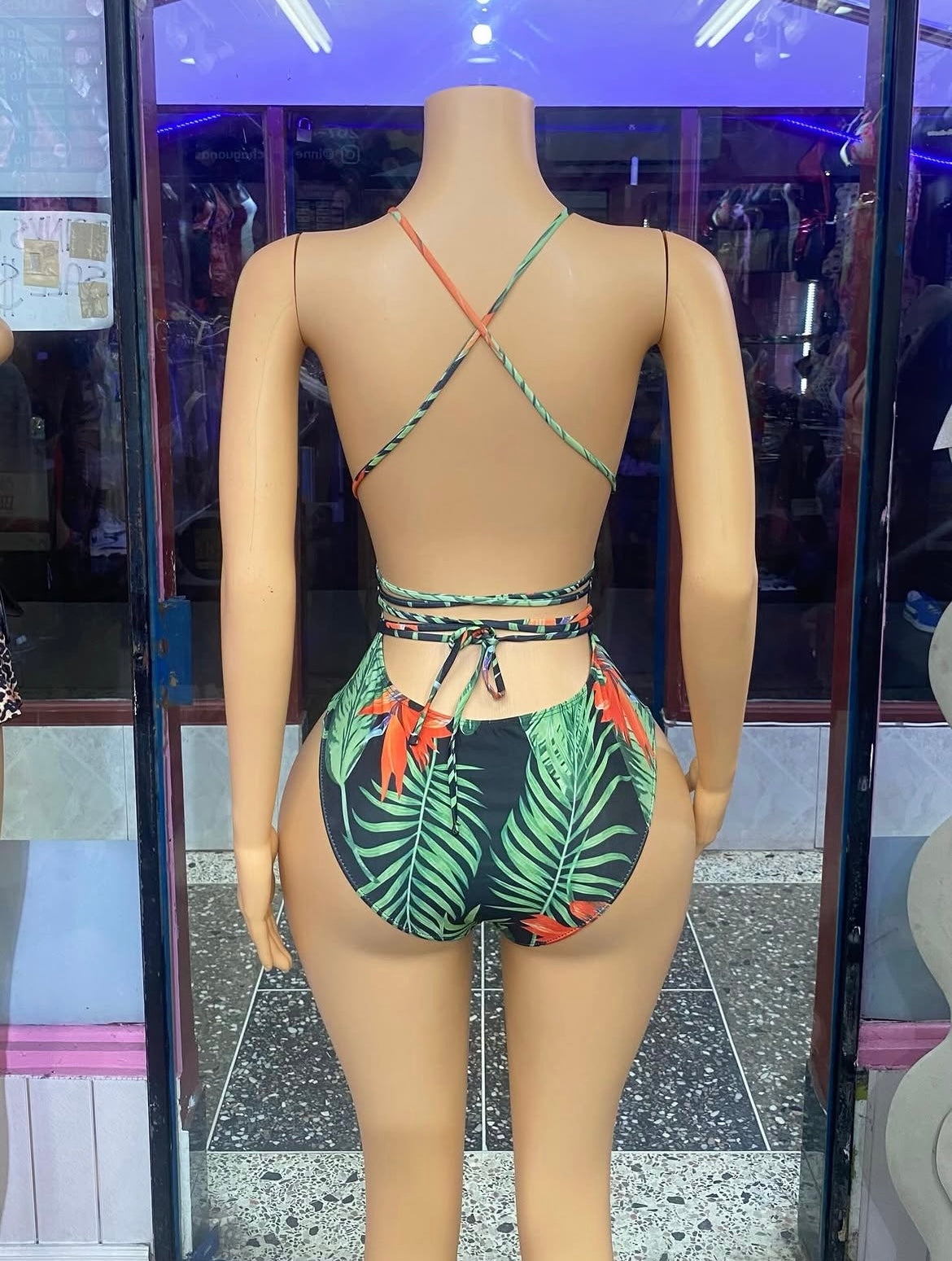 Floral Monokini with Throwover