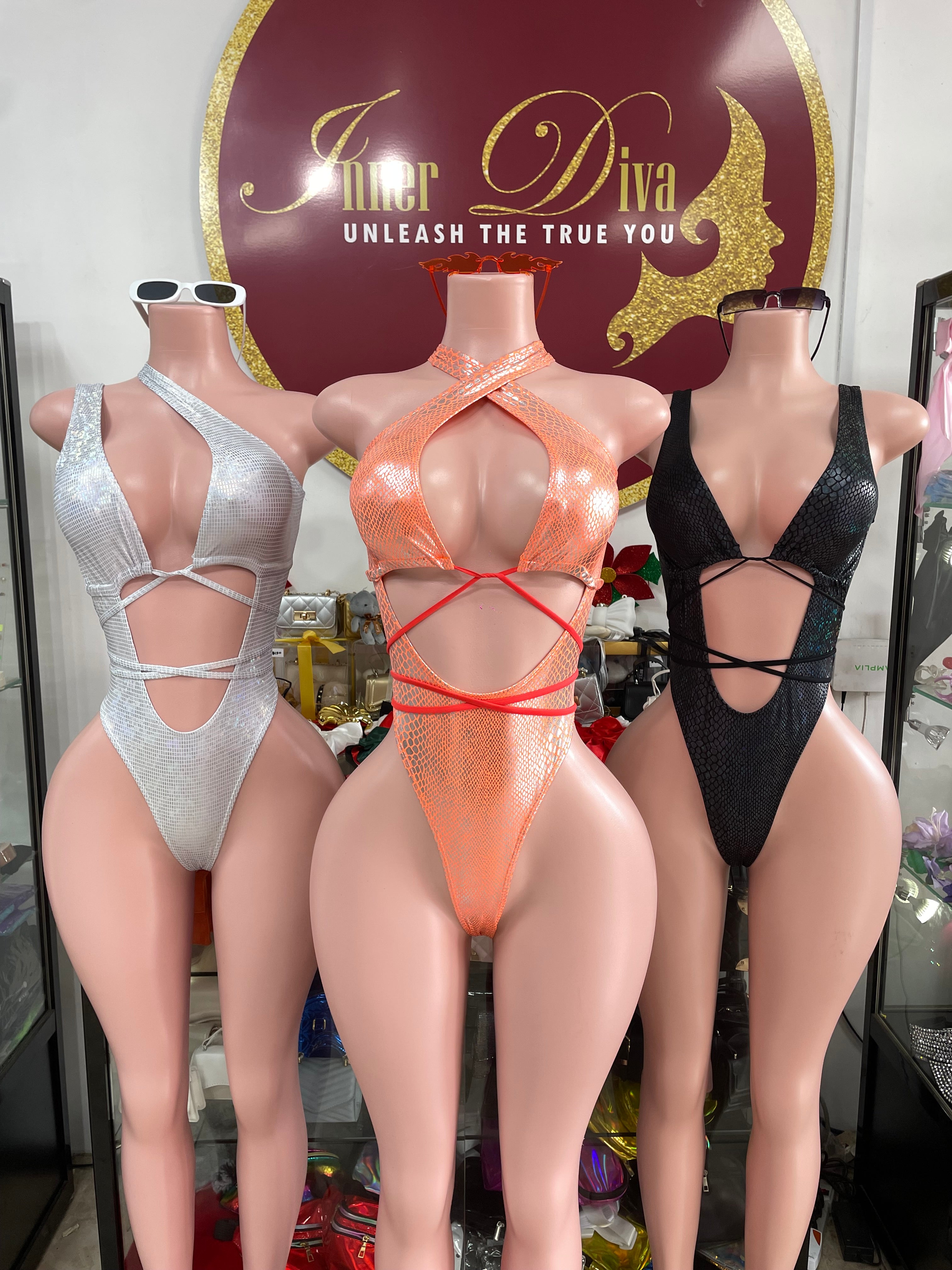 Metallic Snakeskin Monokini