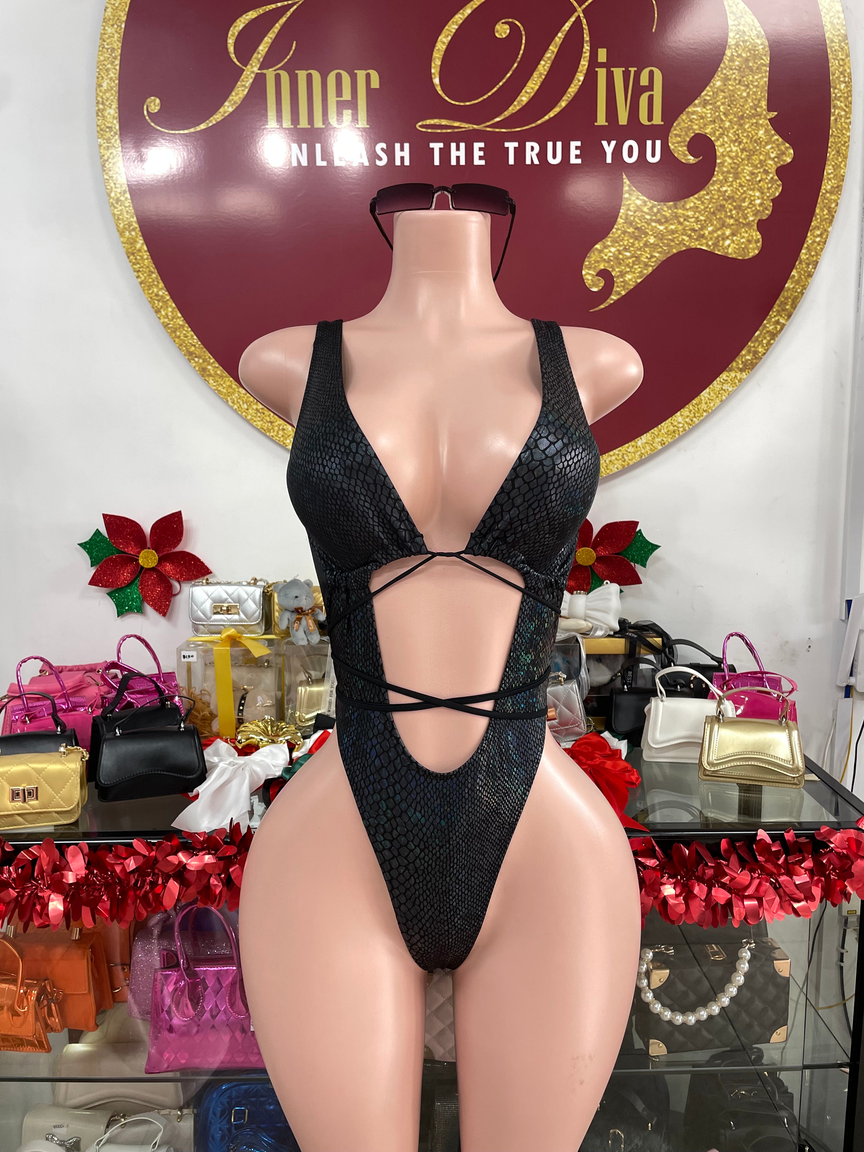 Metallic Snakeskin Monokini