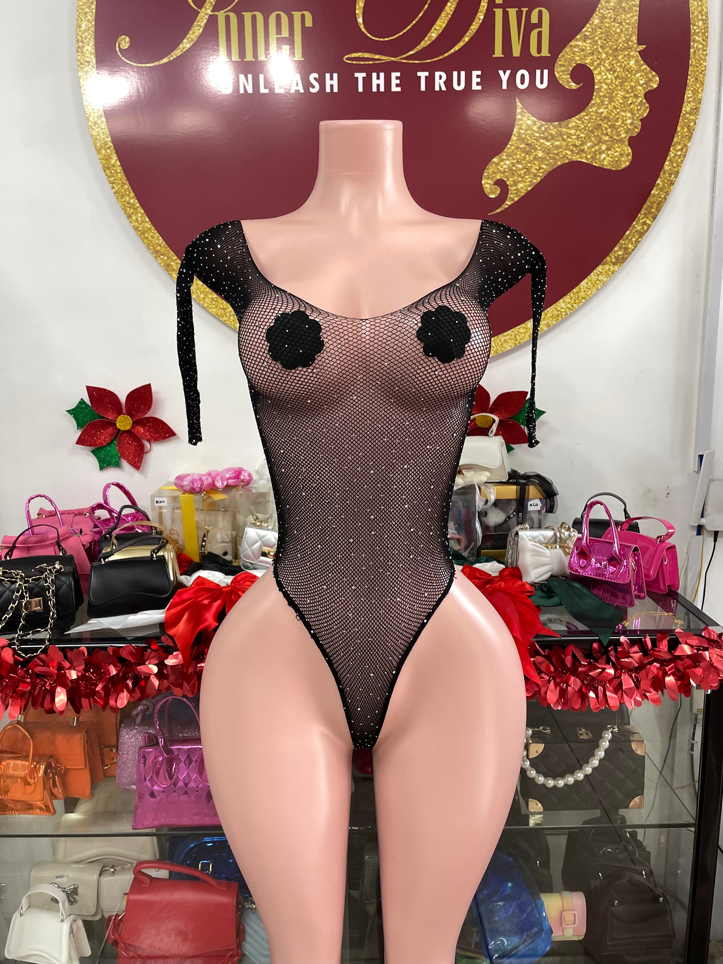 Black Fishnet Bodysuit