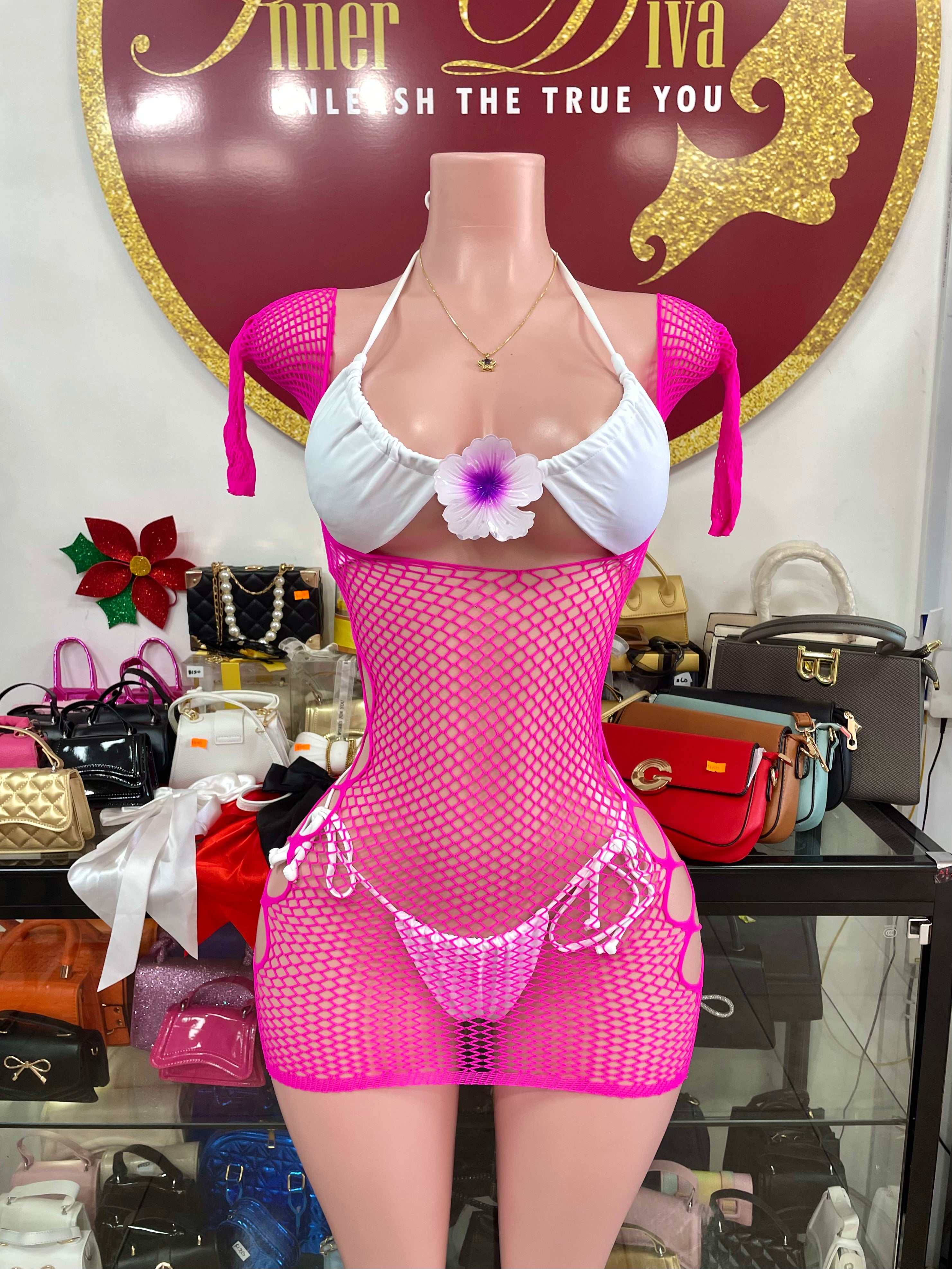 Pink Fishnet Dress
