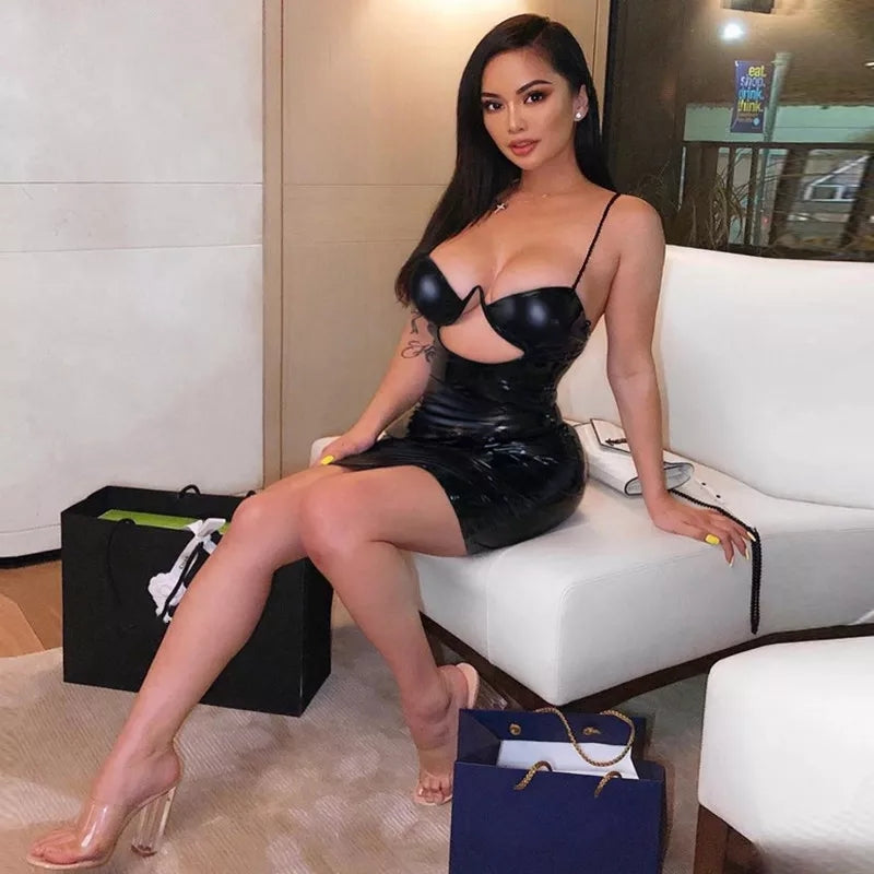 PU leather dress