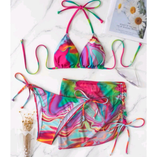 Multicolor 3 piece swimsuit