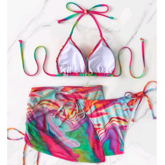 Multicolor 3 piece swimsuit