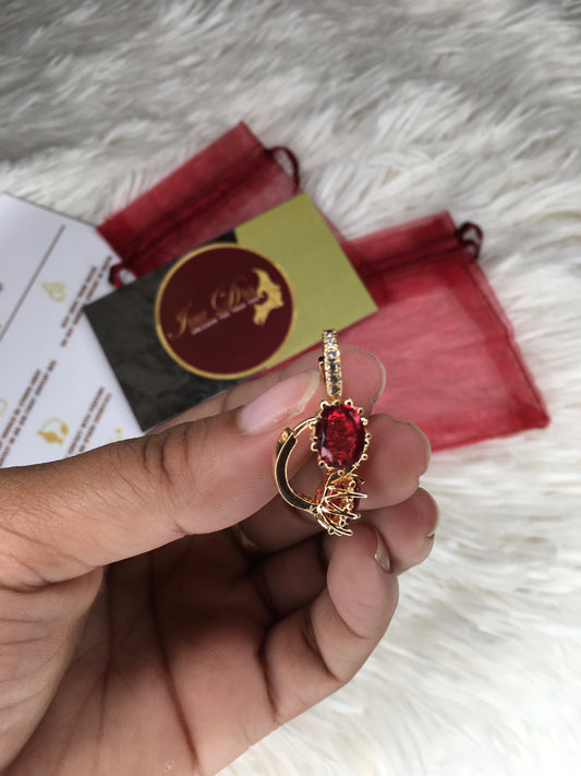 Red Stone 18k Earring