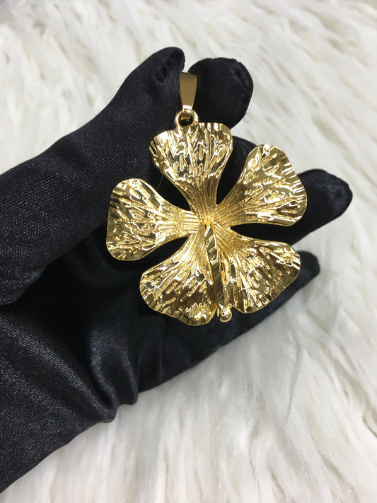 24k gold plated hibiscus pendant