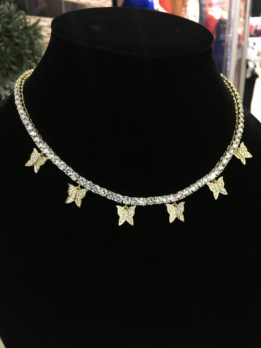 Icy Butterfly Choker Chain