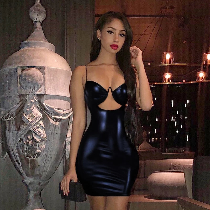 PU leather dress
