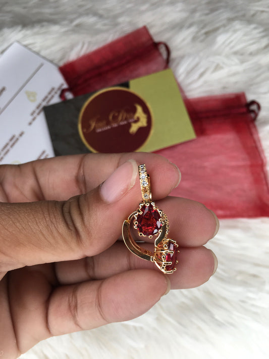 Red Stone 18k Earring