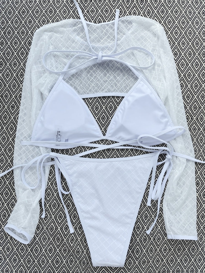 White 3 piece bikini